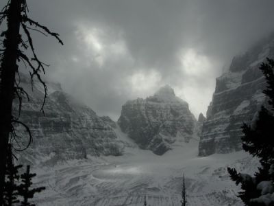 Winter storm in Canadian Rockies