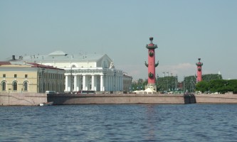 The Old Bourse and Rostral Columns on Vasilievsky Island