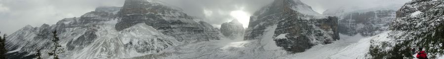 Winter panorama of Canadian Rockies above Lake Louise